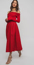 Urban Daizy Elegant Off Shoulder Ruched Long Sleeve Spring Midi Dress Red Dress - Women's (UDZ-DR-00366)
