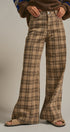 Checker Plaid Wide Leg Pants Y2K Vintage Western for Women in BROWN - Women's Casual Pants | Urban Daizy