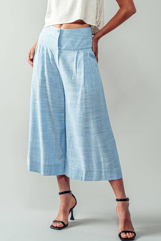 Urban Daizy Bohemian Extra Wide Leg Ankle Length Pull On Pants Blue Pants - Women's (UDZ-PT-00243)