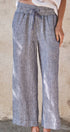 Urban Daizy Linen Wide-Leg Drawstring Pants Navy-Stripe Pants - Women's (UDPT0177-Navy-Stripe)
