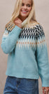 Icelandic Yoke Turtleneck Sweater in PASTEL BLUE - Women's Sweaters | Urban Daizy