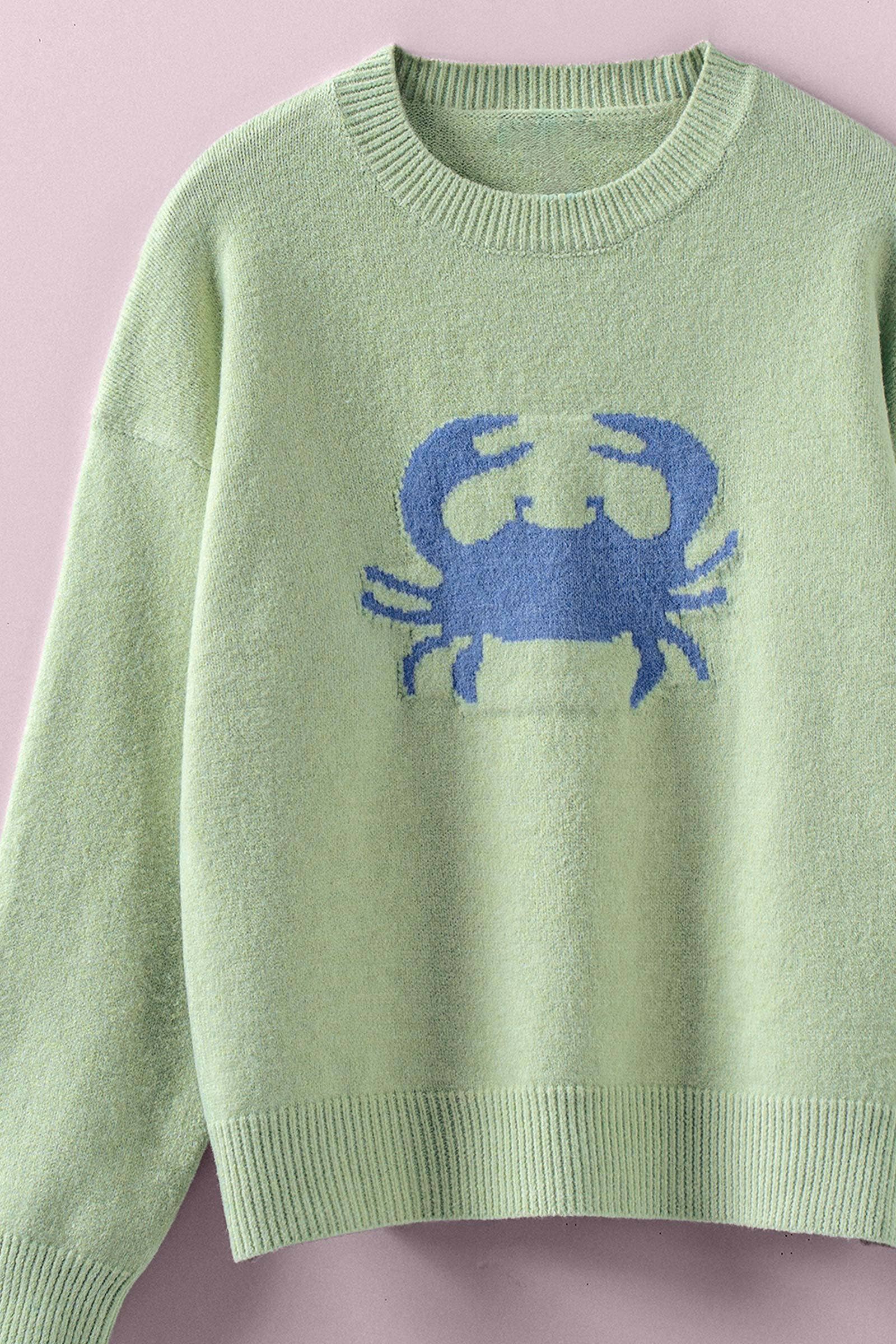 Crab Graphic Relaxed Knit Sweater