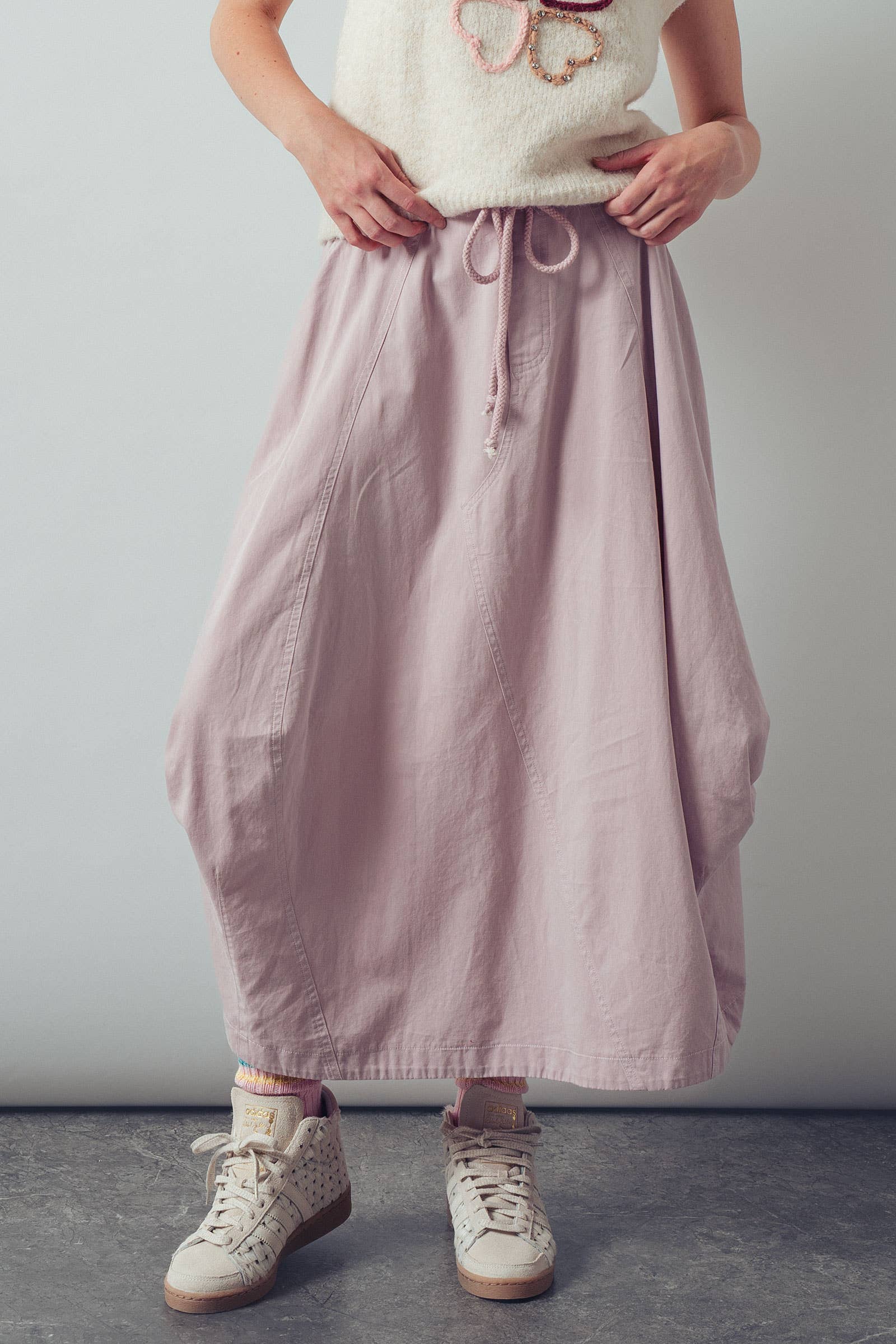 Balloon Hem Drawstring Maxi Skirt