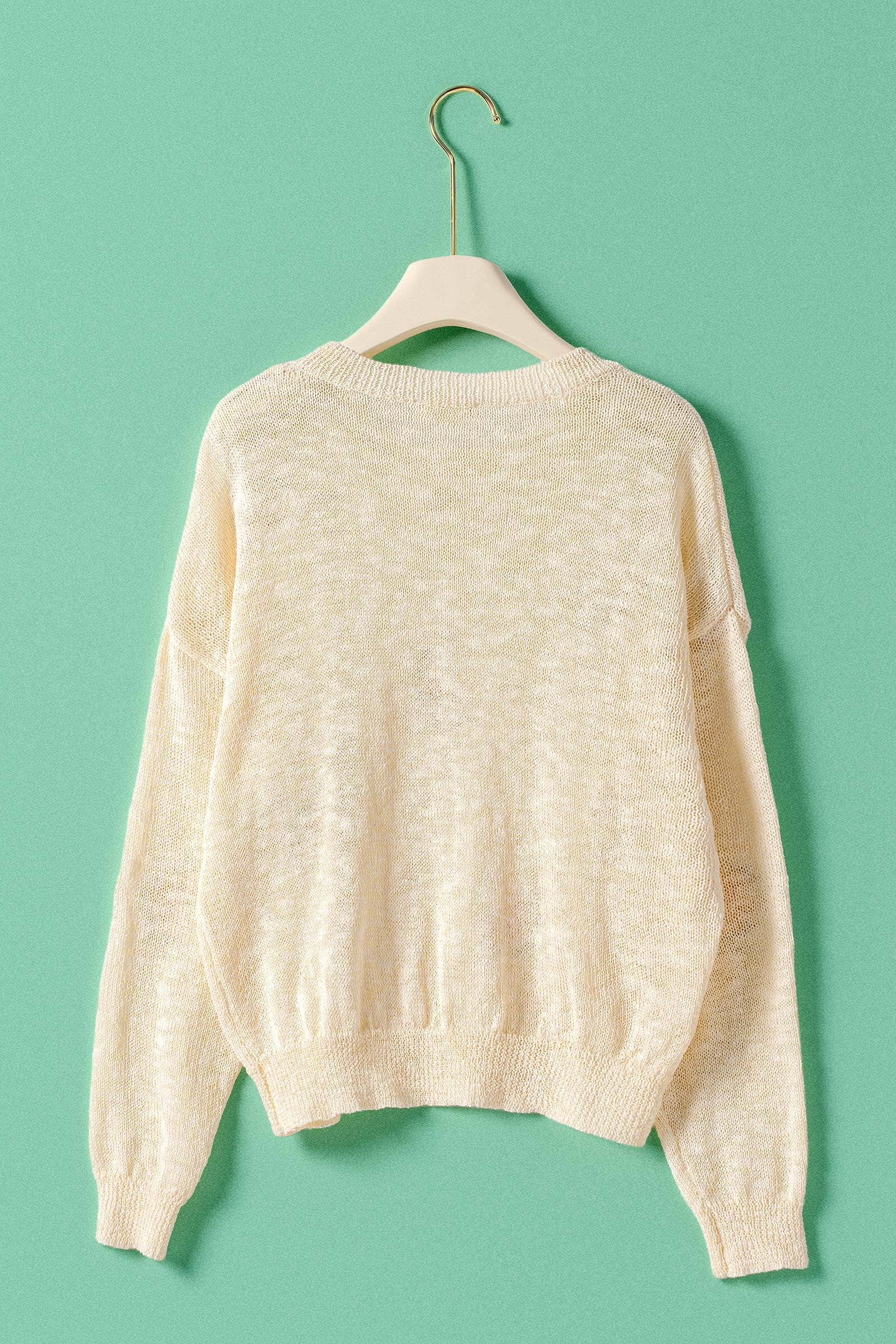 Urban Daizy Citrus Embroidered Knit Pullover Sweater Ivory Knit Sweater - Women's (UDZ-KN-01047) – alternate view 2