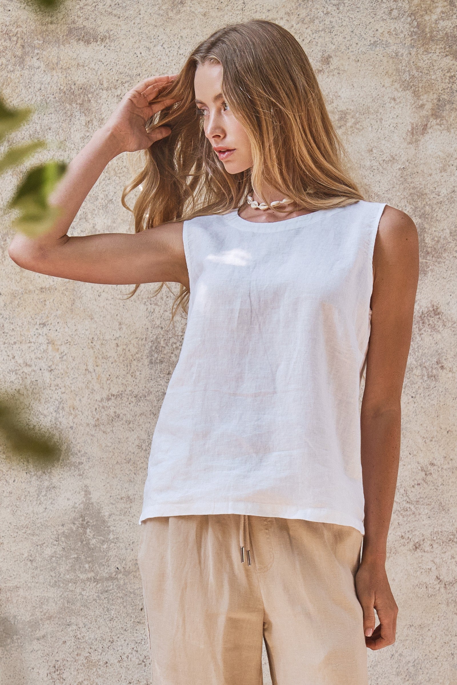 Minimal Muse Linen Sleeveless Top in WHITE - Women's Fashion | Urban Daizy