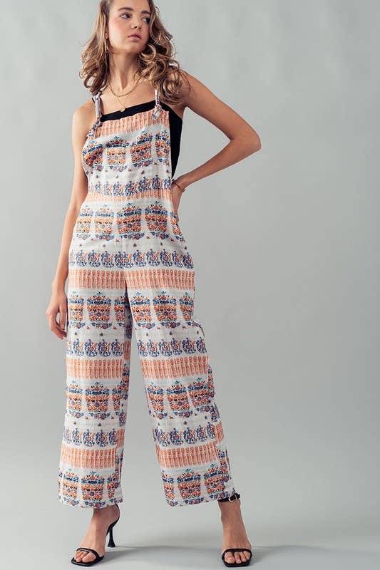 Urban Daizy Boho Pineapple Print Wide Leg Summer Jumpsuit Ivory Jumpsuit - Women's (UDZ-JR-00018) – alternate view 3