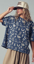 Rodeo Charm Print Oversized Tee in BLUE - Women's Graphic T-shirts | Urban Daizy
