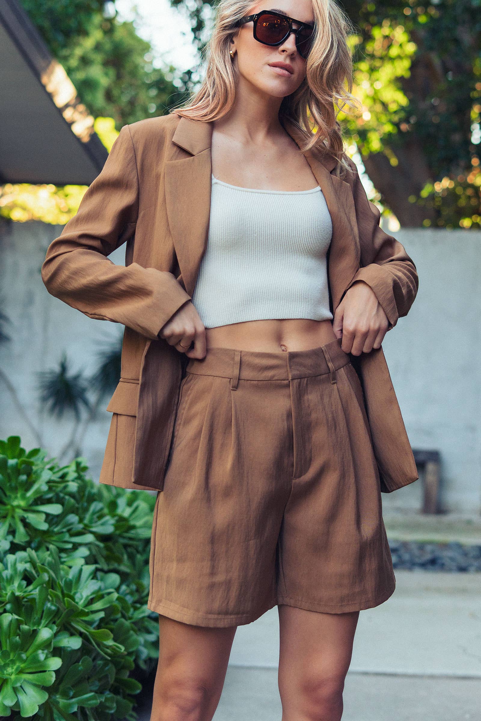 Pleated Front Relaxed Fit Shorts