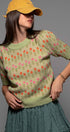 Urban Daizy Floral Print Crew Neck Knit Sweater Green Knit Top - Women's (UDZ-KN-00522)