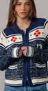 Urban Daizy Floral Yoke Zip-Up Knit Cardigan Navy-Multi Cardigan - Women's (UDZ-TP-00814) – alternate view 3