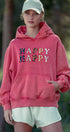Urban Daizy "HAPPY HAPPY" Vintage Washed Hoodie Red Hoodie - Women's (UDZ-KN-00891) – alternate view 11
