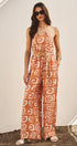 Urban Daizy Geometric Print Halter Belted Wide Leg Jumpsuit Blush Jumpsuit - Women's (TNJU0181-Blush) – alternate view 9