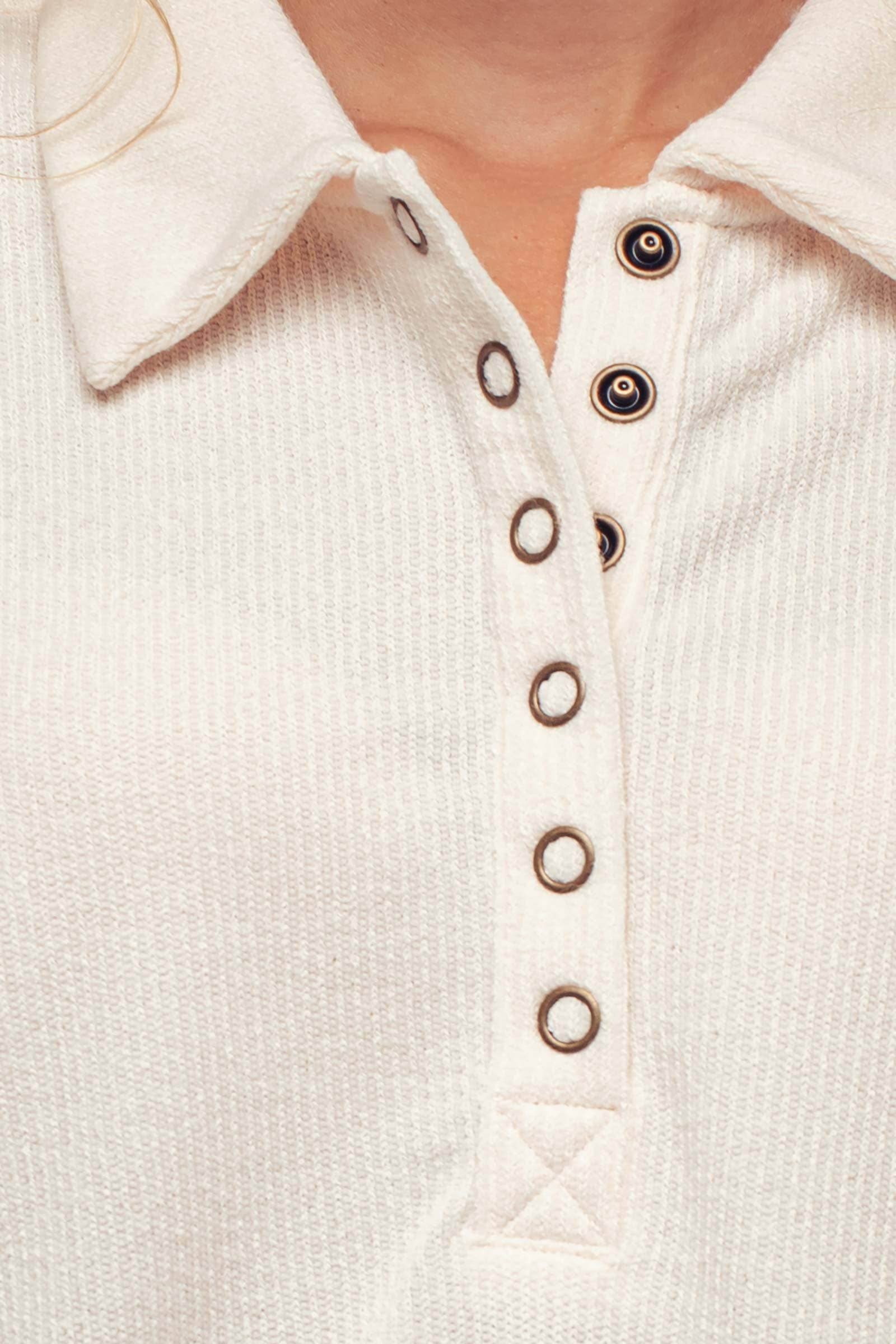 Urban Daizy Soft Knit Snap Button Polo Top Forest-Green Polo - Women's (UDZ-TP-01023) ��� alternate 