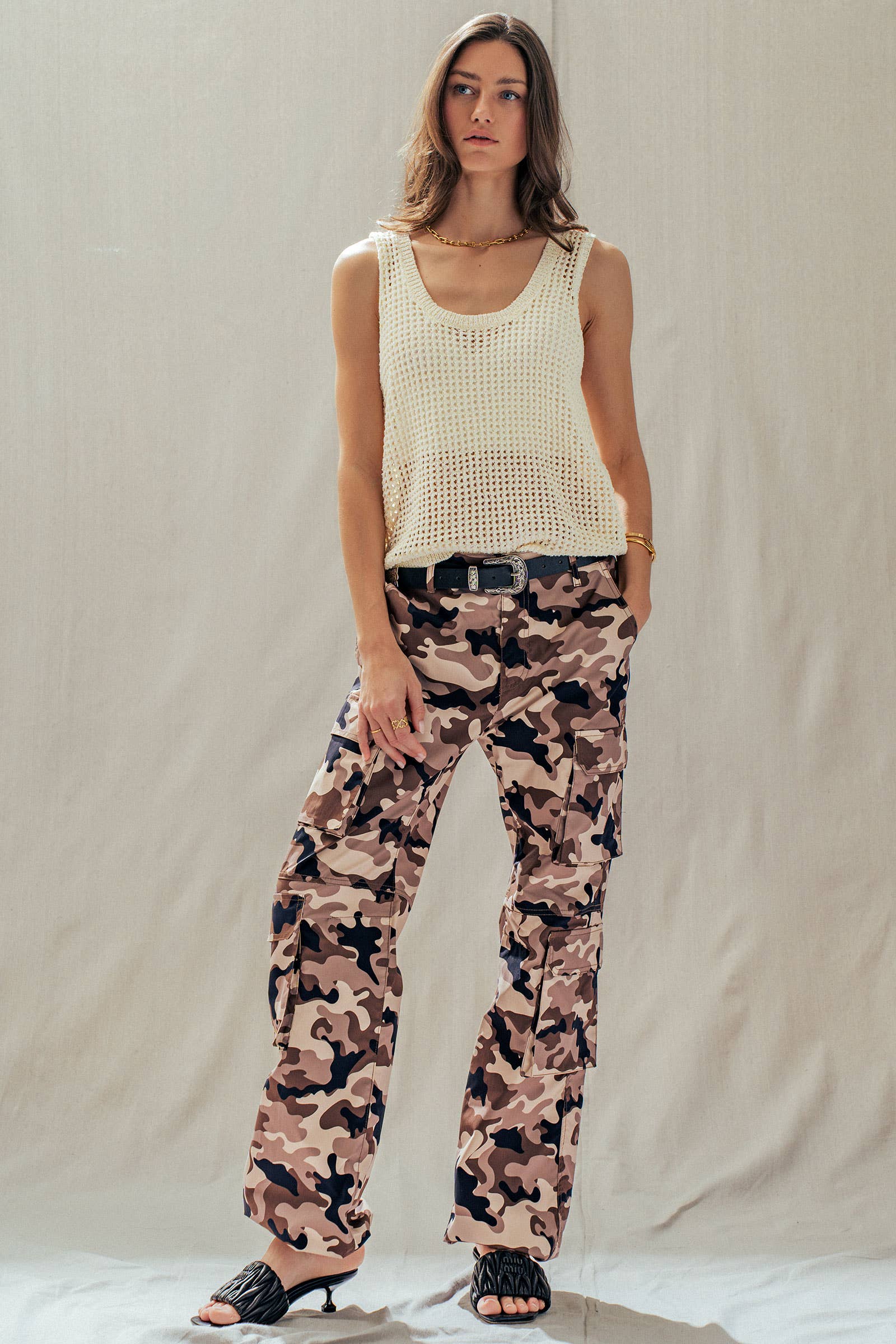 Relaxed Open-Knit Sleeveless Sweater Tank