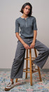 Wool Blend Cable Knit Henley with Contrast Neckline in GREY - Women's Sweaters | Urban Daizy
