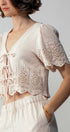 Urban Daizy Embroidered Eyelet Flutter Sleeve Top and Wide Leg Pants Natural Top & Pant Set (NOT Loungewear) - Women's (UDZ-PT-00354) – alternate view 8