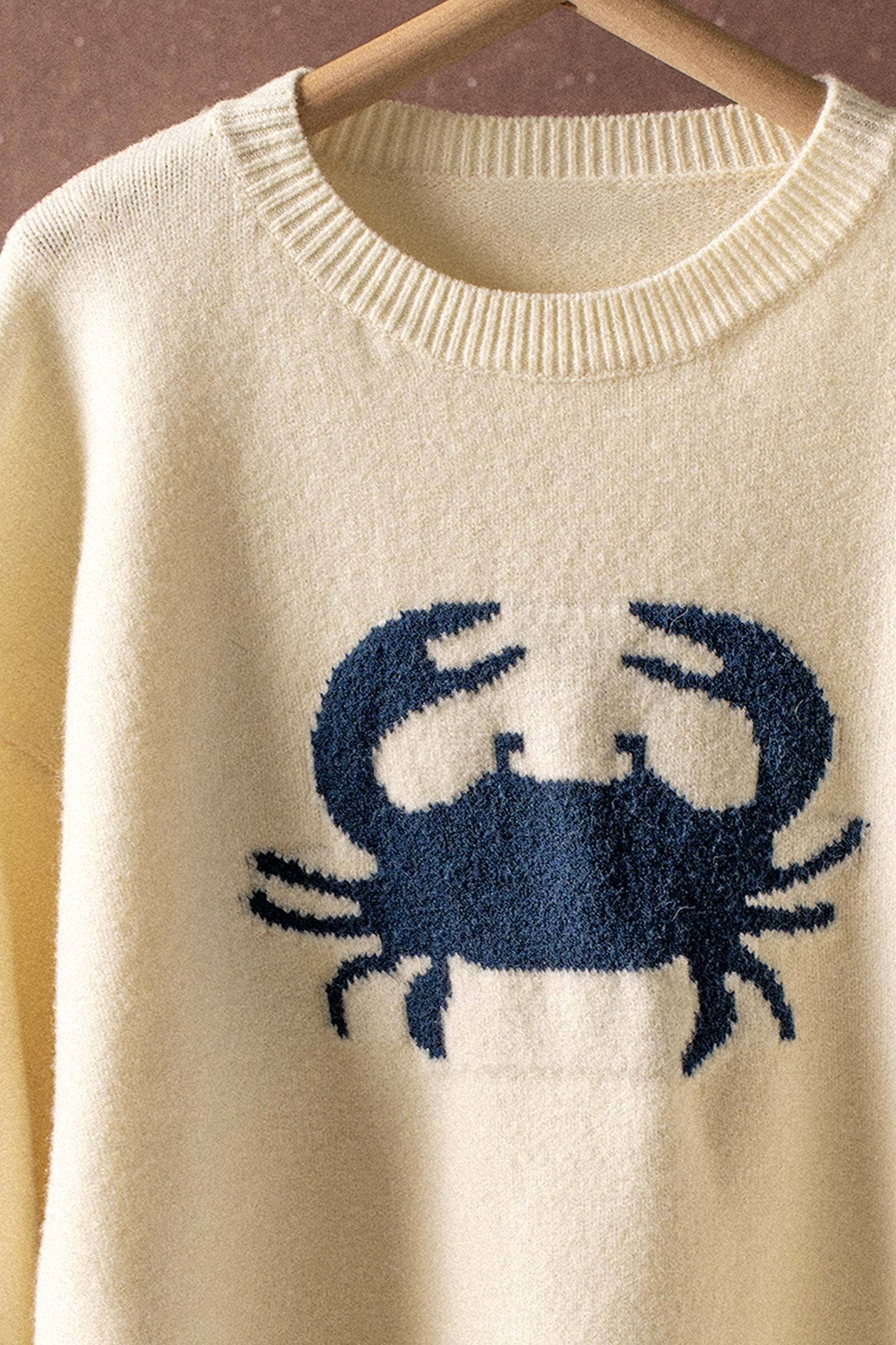Crab Graphic Relaxed Knit Sweater