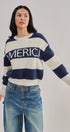 Nantucket America Stripe Crewneck Sweater in IVORY NAVY - Women's Sweaters | Urban Daizy