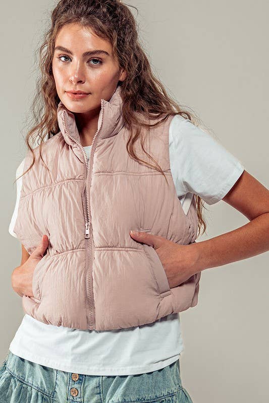 Urban Daizy QUILTED ZIP UP PUFFER VEST Black Outerwear Vest - Women's (UDZ-OT-00268) – alternate view 5