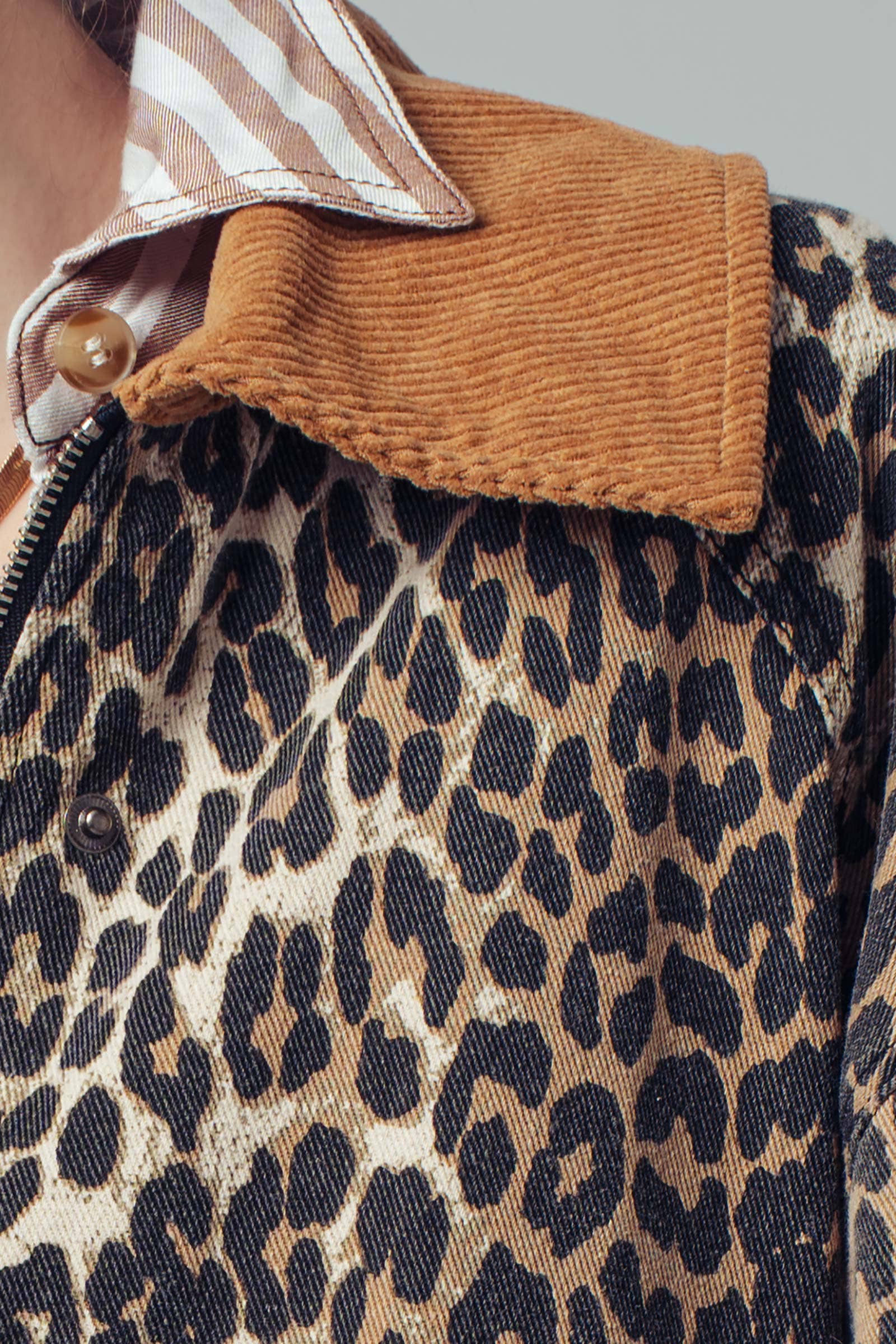 Urban Daizy Corduroy Collar Leopard Print Jacket Leopard Jacket - Women's (UDZ-KN-00652) – alternate view 14