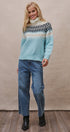 Icelandic Yoke Turtleneck Sweater in PASTEL BLUE - Women's Sweaters | Urban Daizy
