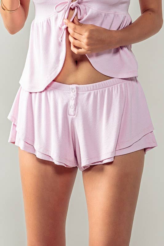 Urban Daizy Bamboo Blend Ruffled Lounge Shorts Black Lounge Shorts - Women's (UDZ-PT-00267) – alternate view 9