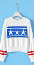 Urban Daizy Americana Triple Star Knit Sweater Varsity Stripe White Knit Sweater - Women's (UDZ-KN-01054)
