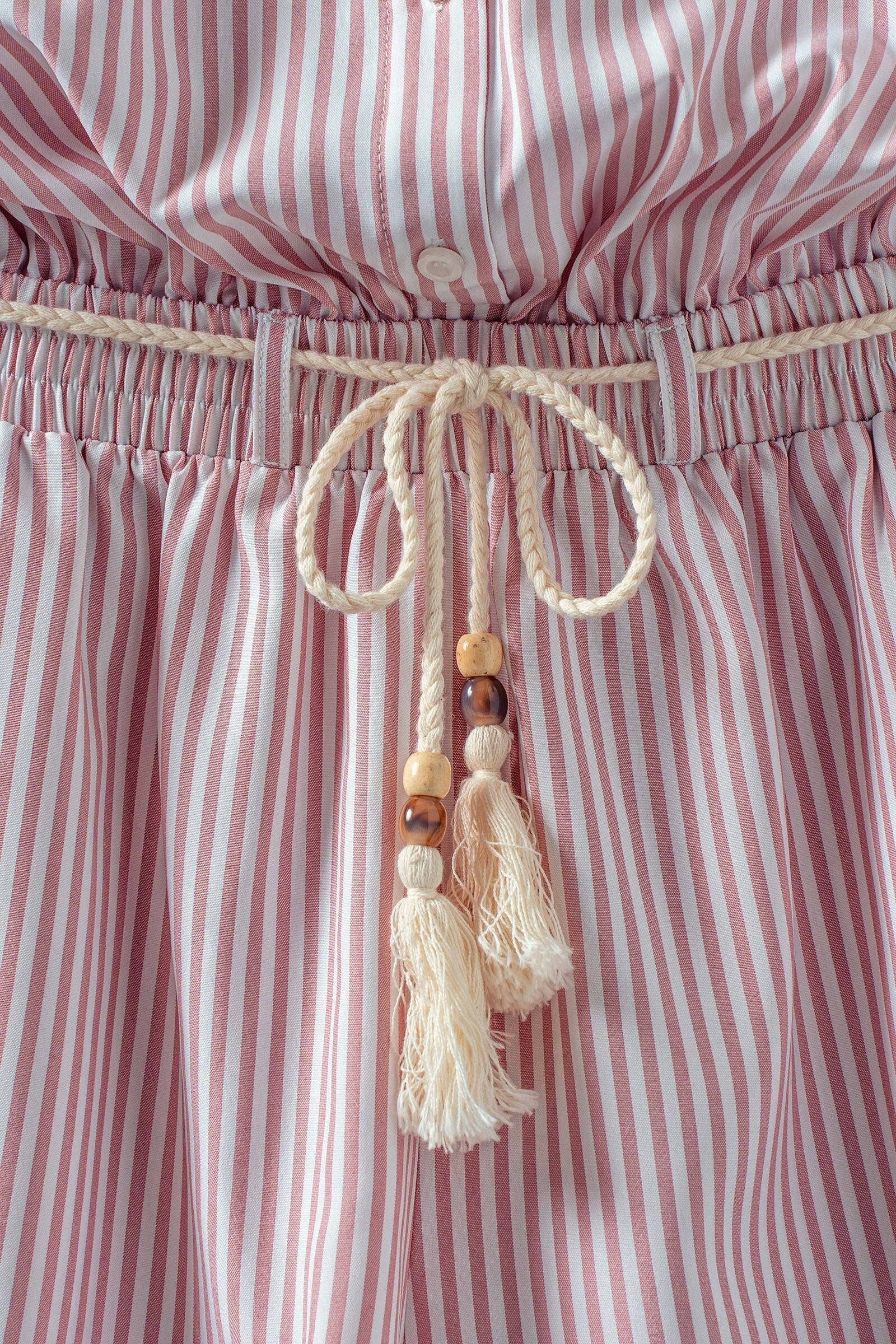 Urban Daizy Striped Tassel-Belt Collared Romper Pink Romper - Women's (UDZ-JR-00069) – alternate view 7