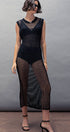 Urban Daizy Crochet Knit Hollow Out Cap Sleeve Maxi Dress Black Dress - Women's (UDZ-DR-00126)
