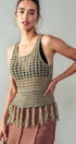 Urban Daizy Crochet Knit Boho Tassel Hem Summer Cover Top Khaki Knit Top - Women's (UDZ-TP-00504) – alternate view 5
