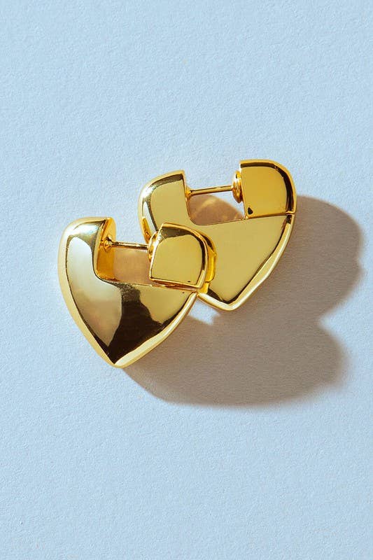 Urban Daizy 14K Gold Elegant Puffed Heart Stud Earrings Love Symbol Gold Stud Post Earrings (UDZ-JW-00009)
