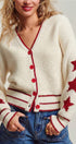Urban Daizy Star Sleeve Striped Hem V-Neck Cardigan Ivory-Navy Cardigan - Women's (UDSW0347-Ivory-Navy) – alternate view 4
