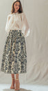 Urban Daizy Botanical Print Cotton Midi Skirt with Pockets Ivory-Black Skirt - Women's (UDSK0102) – alternate view 10