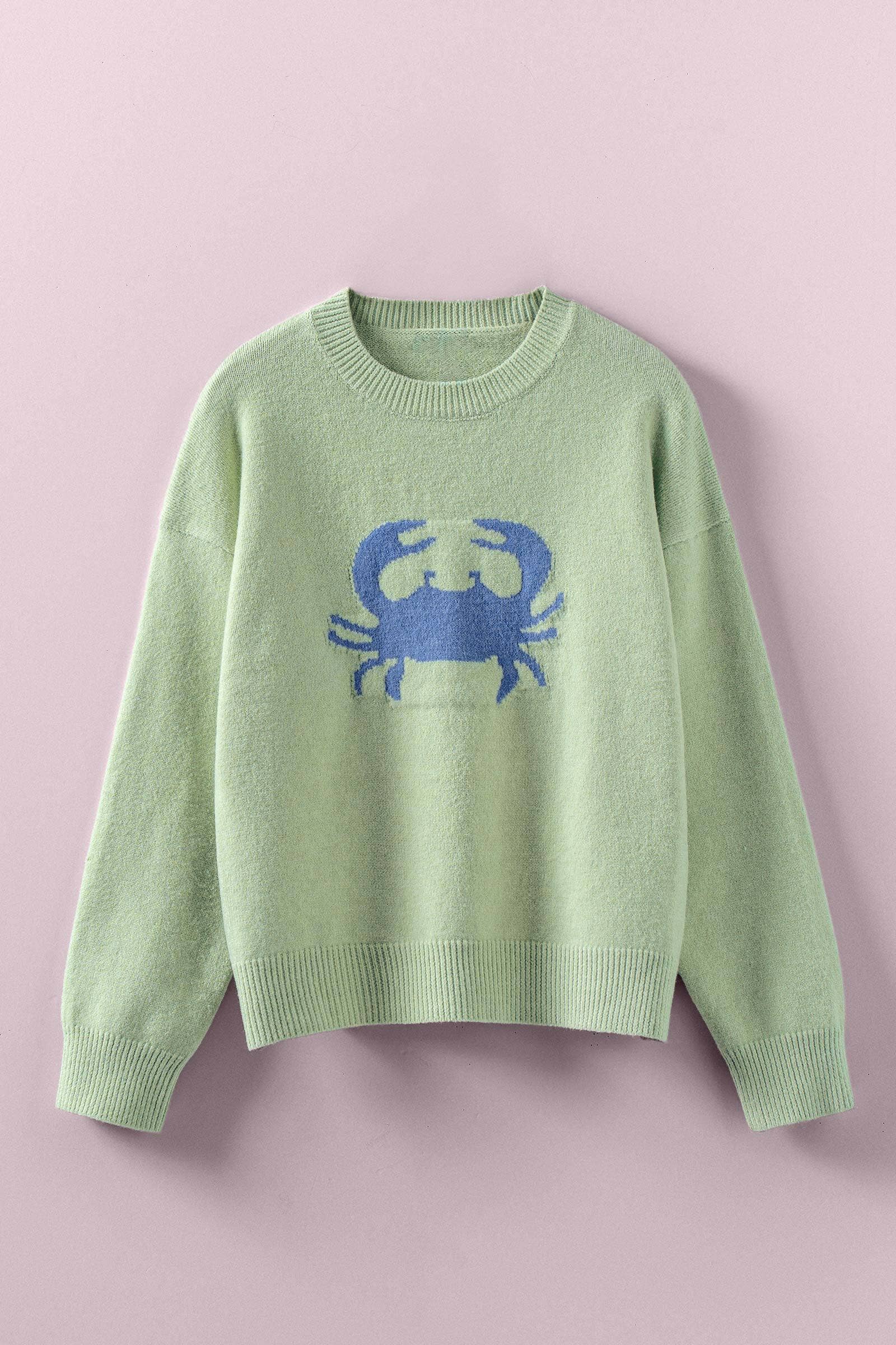 Crab Graphic Relaxed Knit Sweater