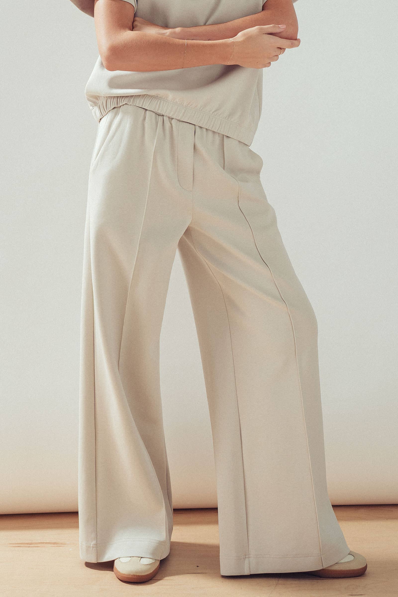 Seamed Front Wide Leg Lounge Pants