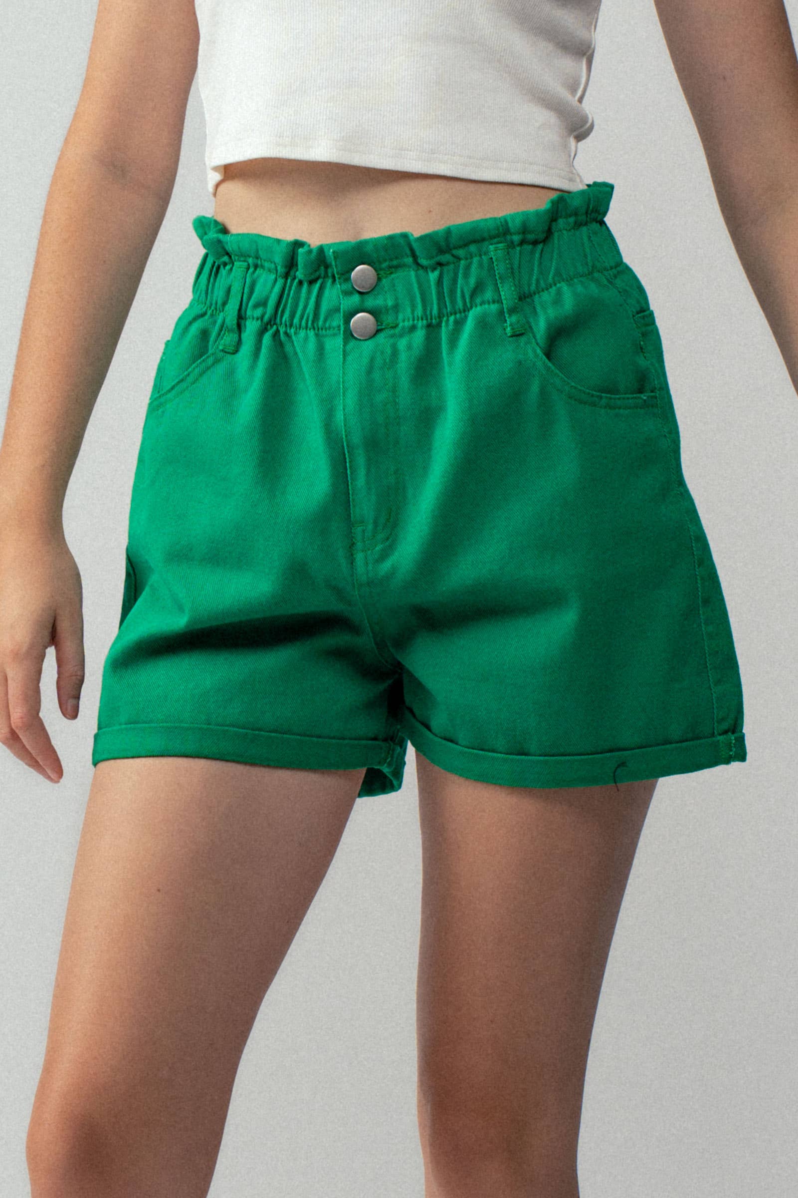 Urban Daizy Vintage High Waist Rolled Hem Denim Shorts Blue Shorts - Women's (UDZ-PT-00033) – alternate view 6