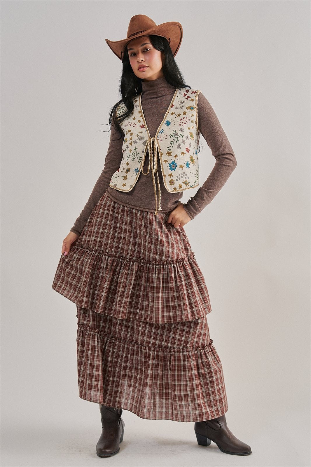 The Folklore Tapestry Vest in BEIGE MULTI - Women's Vests | Urban Daizy