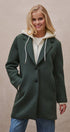 Scuba Topcoat with Detachable Hoodie in OLIVE - Women's Coats | Urban Daizy