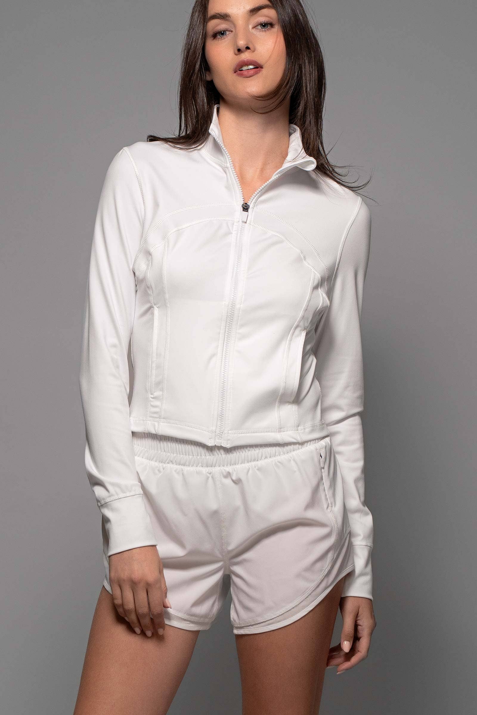 Slim Fit Paneled Zip-Up Activewear Jacket
