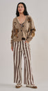 Striped Cropped Wide Leg Denim Pants