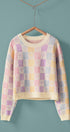 Urban Daizy Pastel Checkered Coquette Bow Knit Sweater Pastel Knit Sweater - Women's (UDZ-KN-00553)