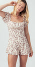 Urban Daizy Romantic Puff Sleeve Open Back Floral Romper Ivory Lavender Romper - Women's (UDZ-JR-00001) �������