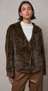 Leopard Print Faux Fur V-Neck Jacket in BROWN - Women's Jackets & Blazers | Urban Daizy