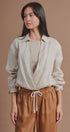 Linen Double Layer Wrap Blouse with Built-In Tank in LINEN - Women's Shirts & Blouses | Urban Daizy