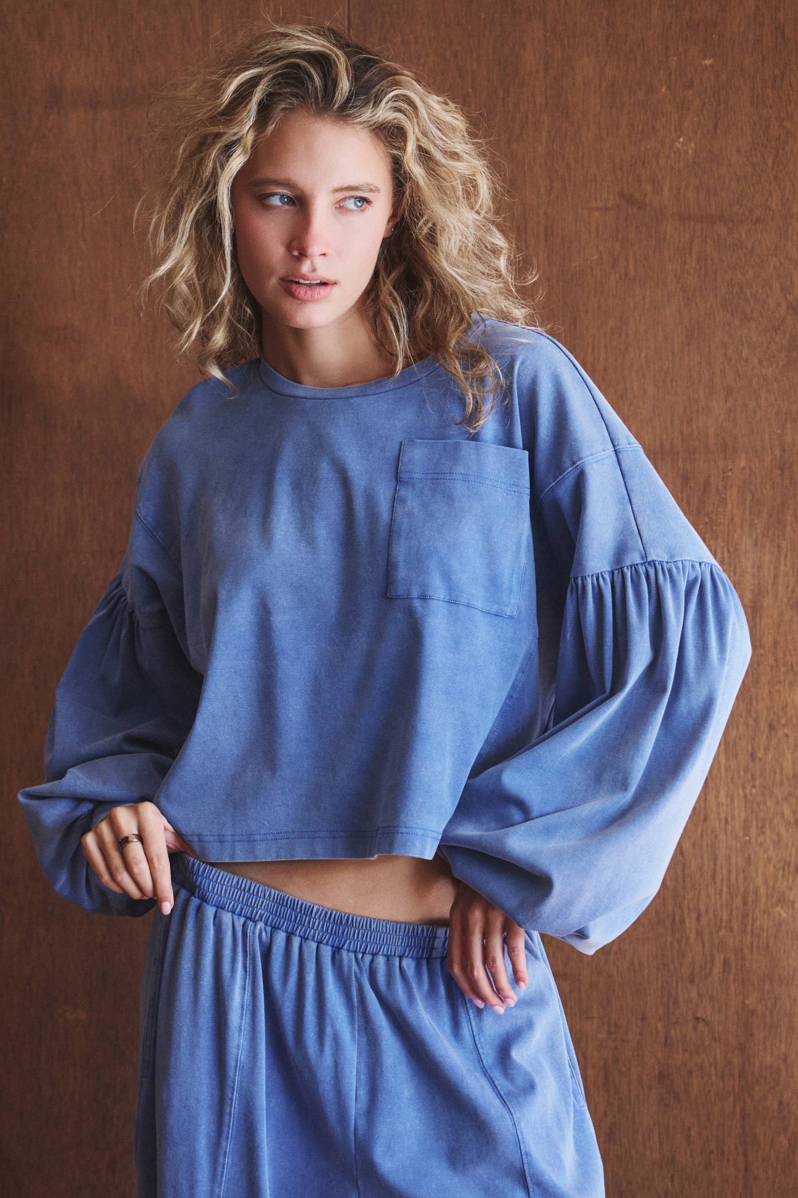 Urban Daizy Mineral Wash Cotton Lounge Set Blue Lounge Set - Women's (UDZ-AC-00235)