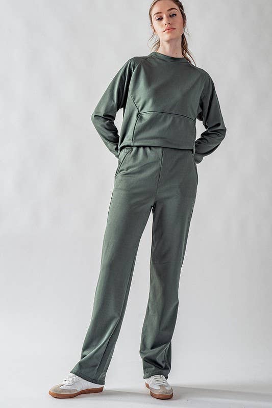 High-Waisted Wide-Leg Micro Fleece Pants