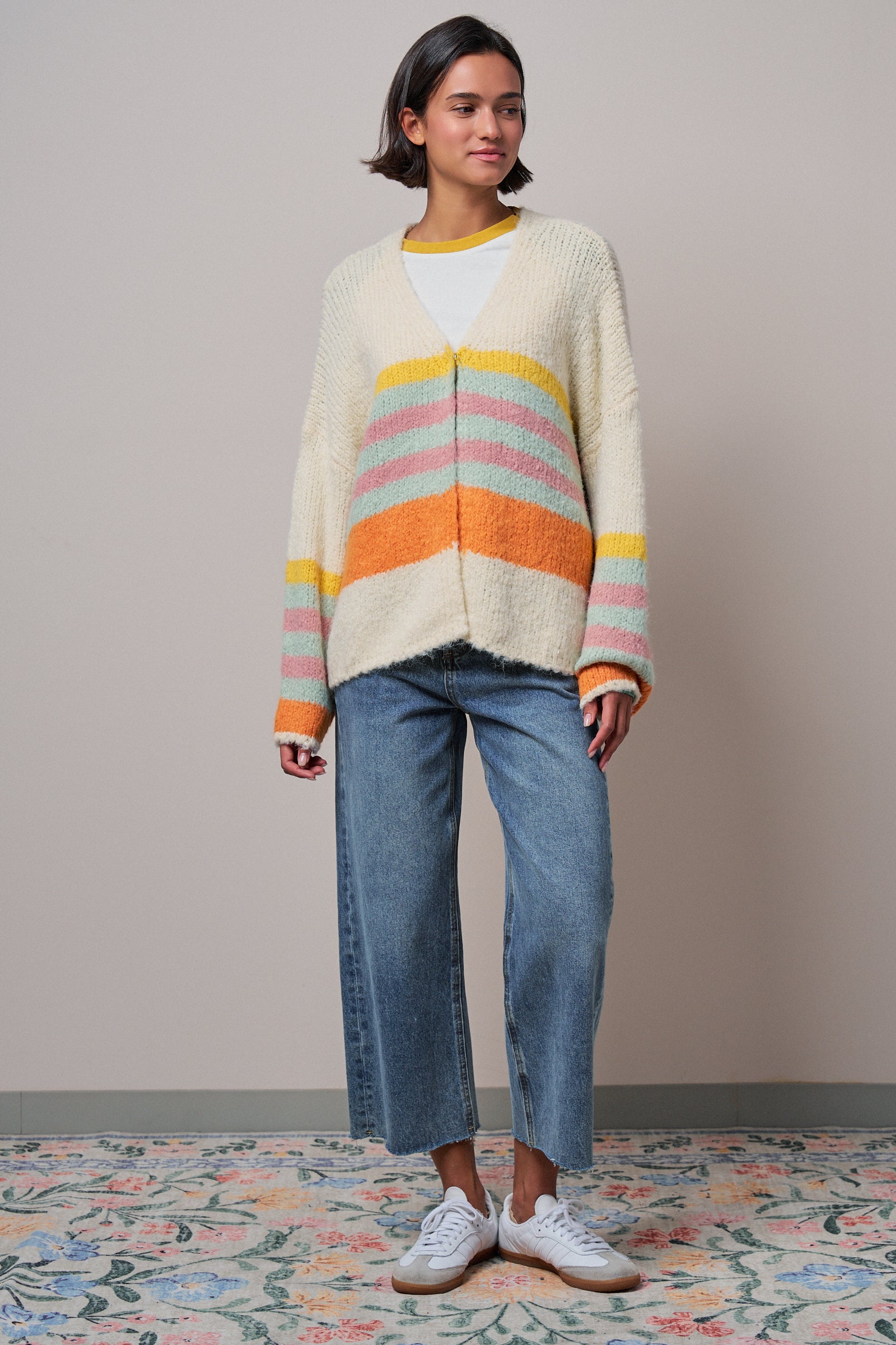 Statement Multi-Color Stripe Cardigan