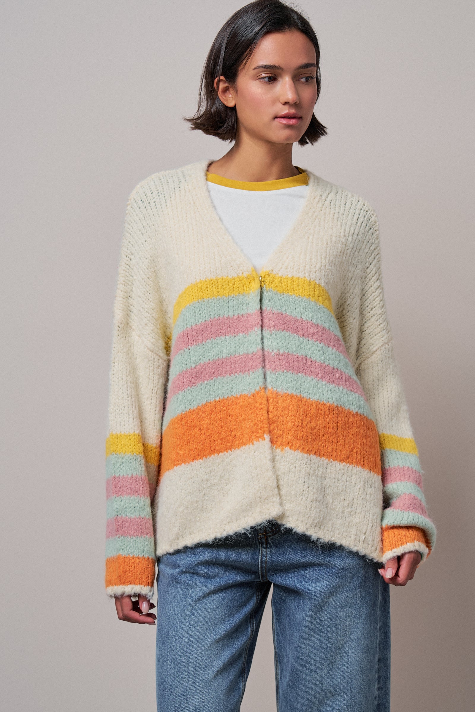 Statement Multi-Color Stripe Cardigan