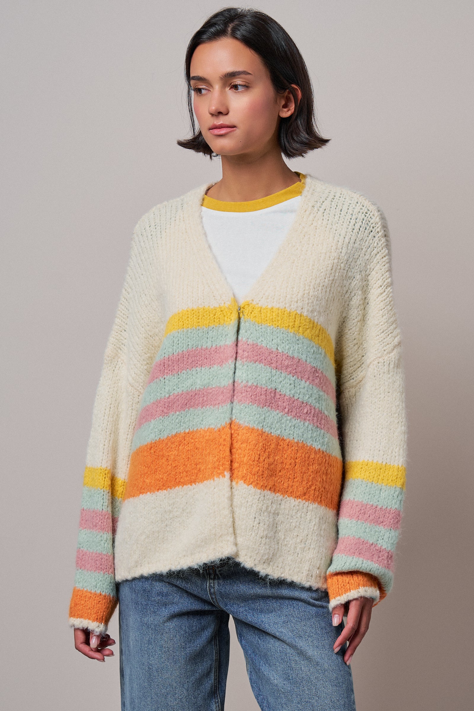 Statement Multi-Color Stripe Cardigan