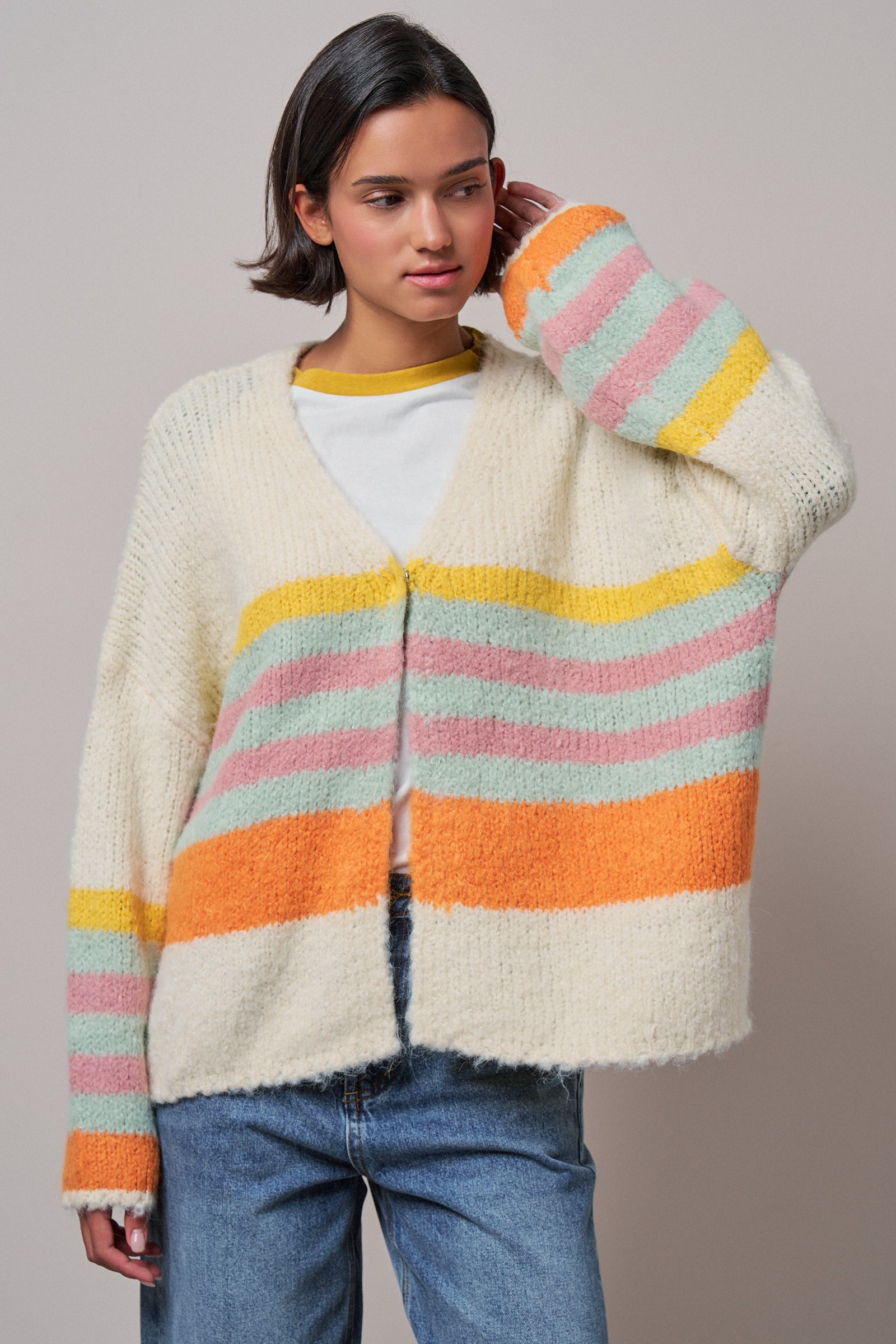 Statement Multi-Color Stripe Cardigan